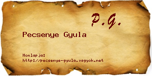 Pecsenye Gyula névjegykártya